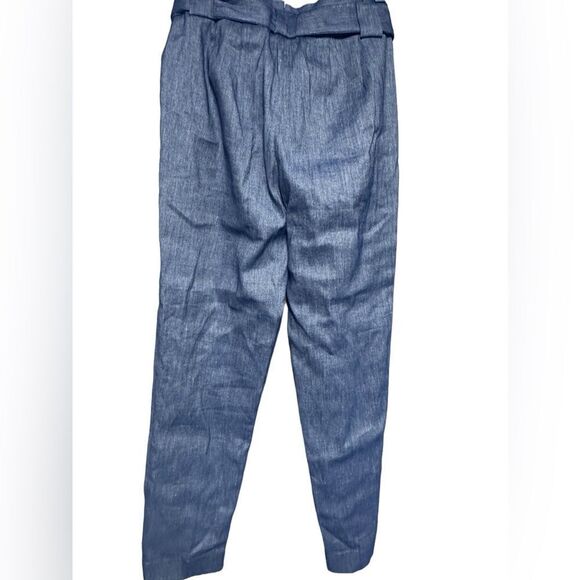 Express Blue Ankle High Rise Belted Linen Blend Pant NWT MSRP $79.98 - Picture 7 of 14